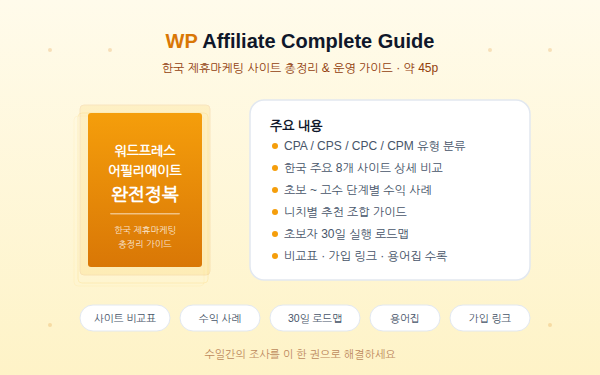 워드프레스 어필리에이트 완전정복 — 한국 제휴마케팅 사이트 총정리 & 운영 가이드