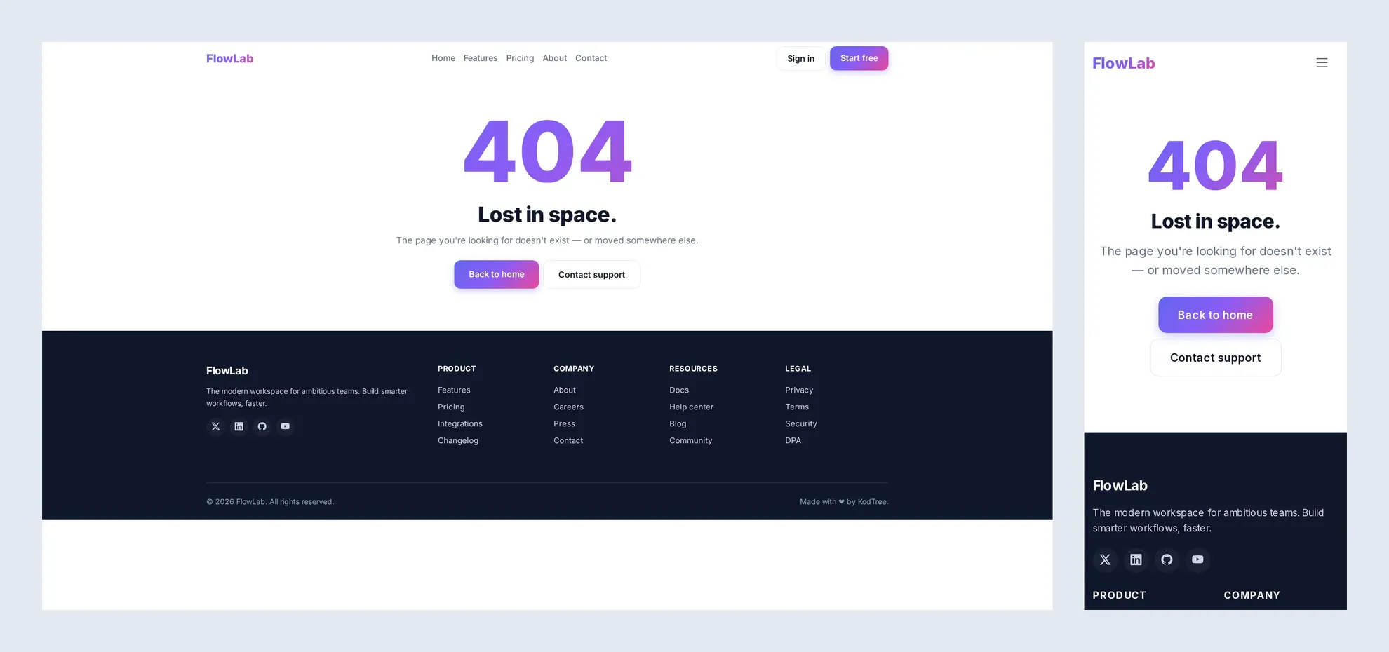 FlowLab — 모던 SaaS 랜딩페이지 HTML 템플릿