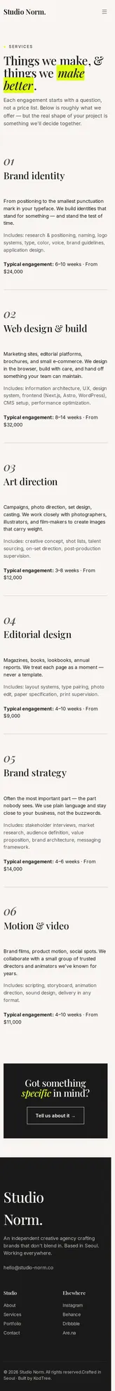 Studio Norm Services 모바일