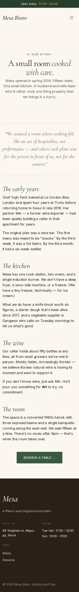 Mesa Bistro About 모바일