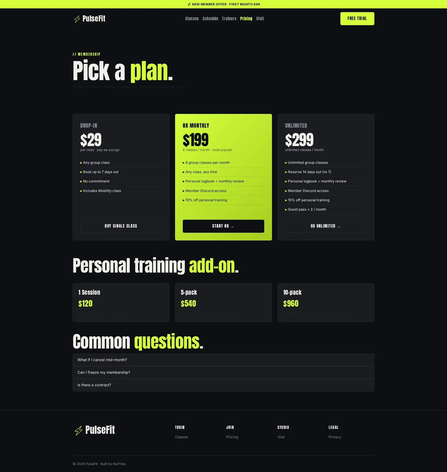 PulseFit Pricing PC