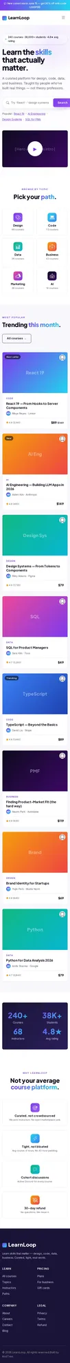 LearnLoop 메인 모바일